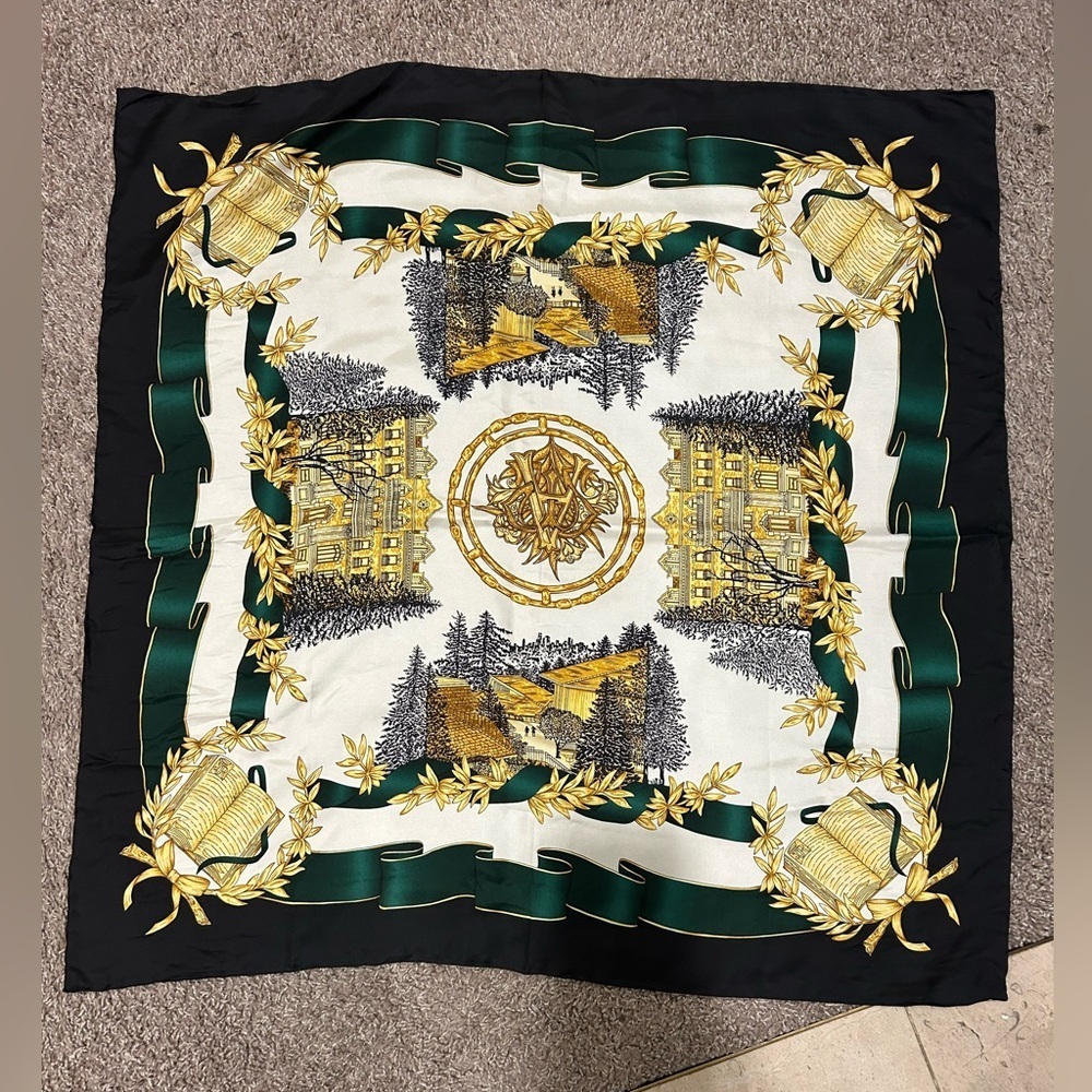 Cecy Jones Vintage Silk 100% Academic Print Square Scarf , 34x34